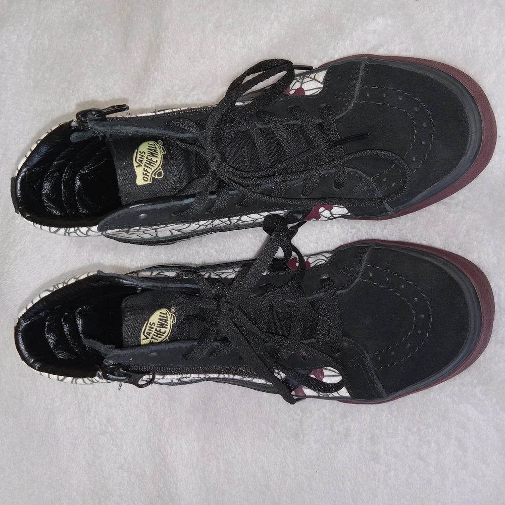 Vans Sk8-Hi Reissue Side Zip Kids Sz 3 “In The Shadows” Glow In Dark Spider Web - Picture 10 of 11